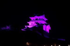 平戸城のパープルライトアップ